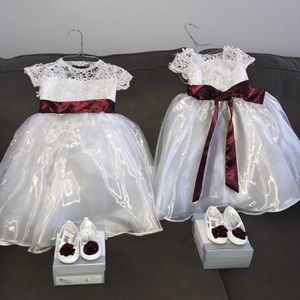Baby twin dresses with shoes